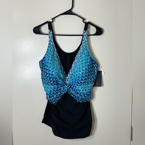 NWT Profile‎ By Gottex Women’s Blue & Green Tankini Top Plus Size 22W